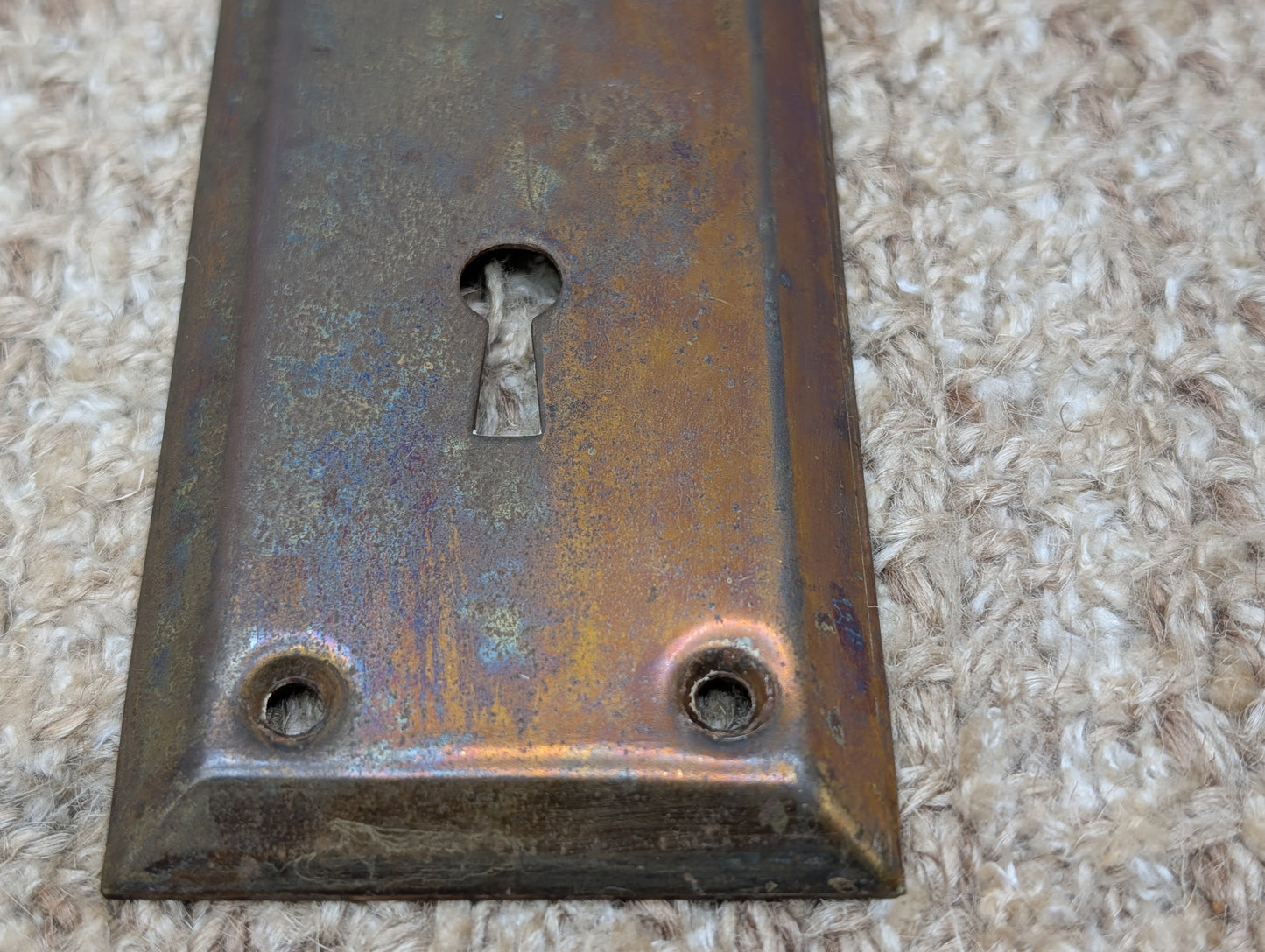 2 1/4" x 7" Antique Steel Door Knob Plate