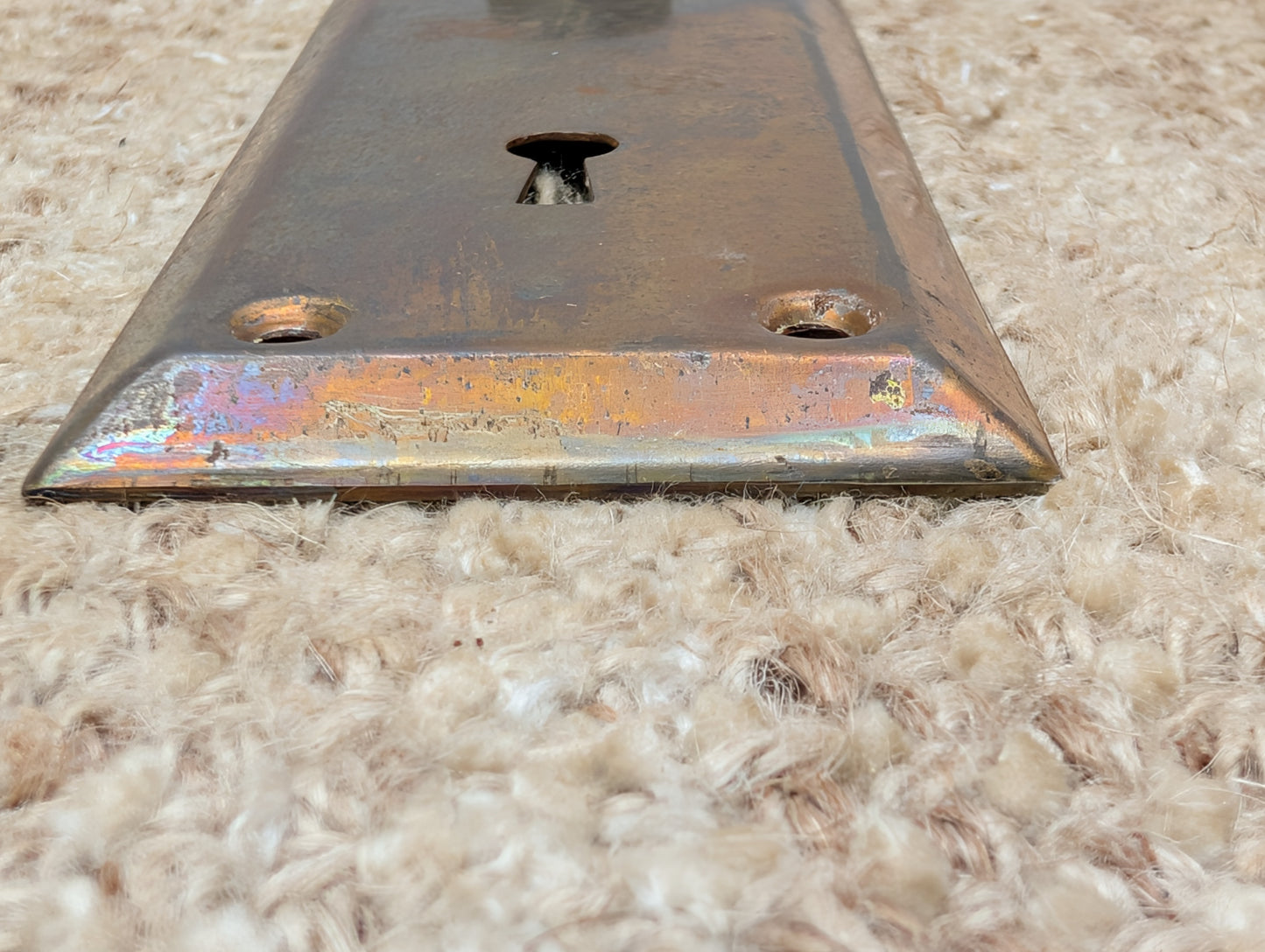 2 1/4" x 7" Antique Steel Door Knob Plate