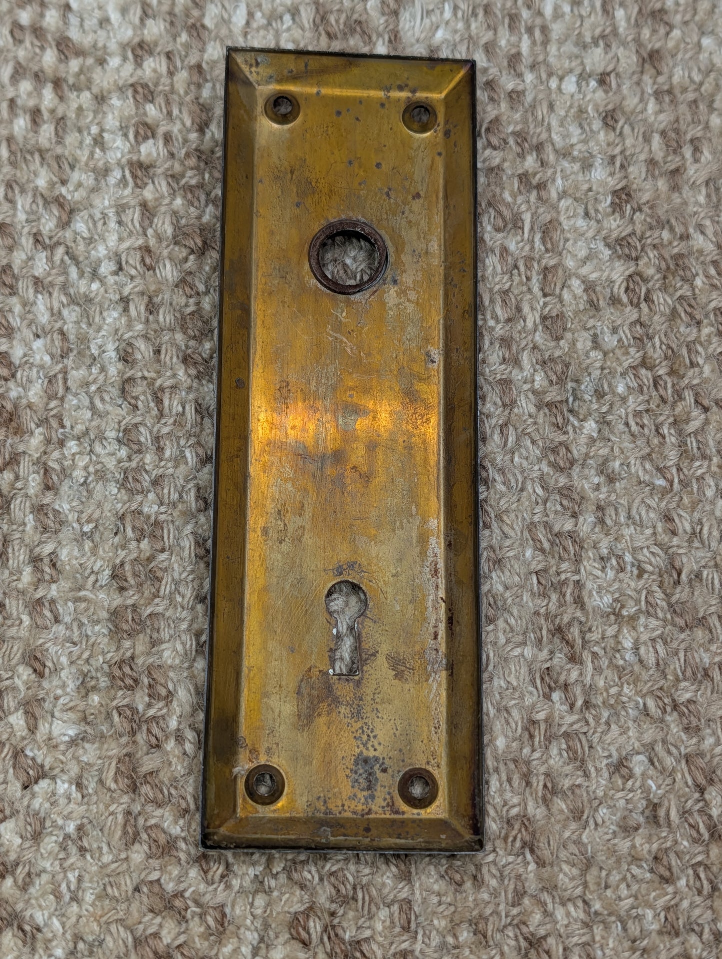 2 1/4" x 7" Antique Steel Door Knob Plate
