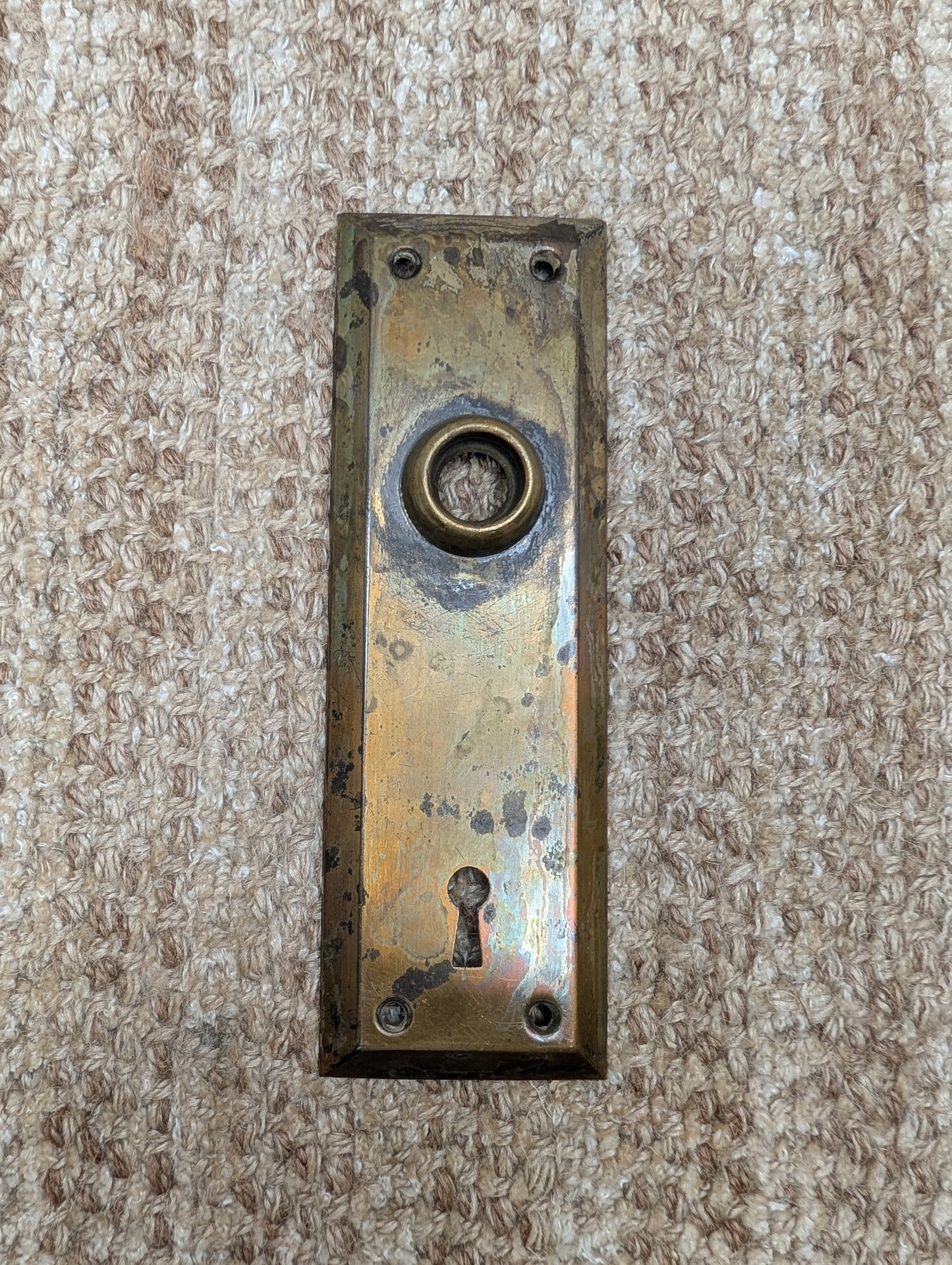 2 1/4" x 7" Antique Steel Door Knob Plate