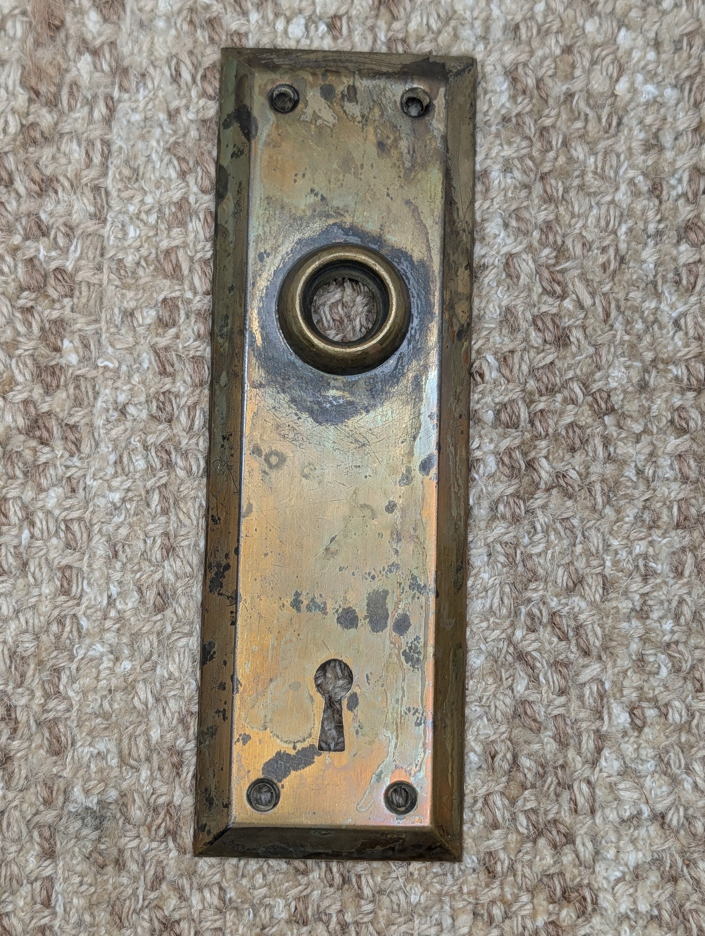 2 1/4" x 7" Antique Steel Door Knob Plate