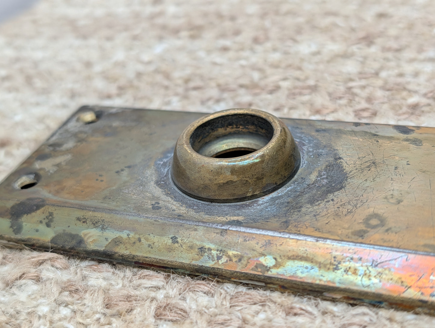 2 1/4" x 7" Antique Steel Door Knob Plate