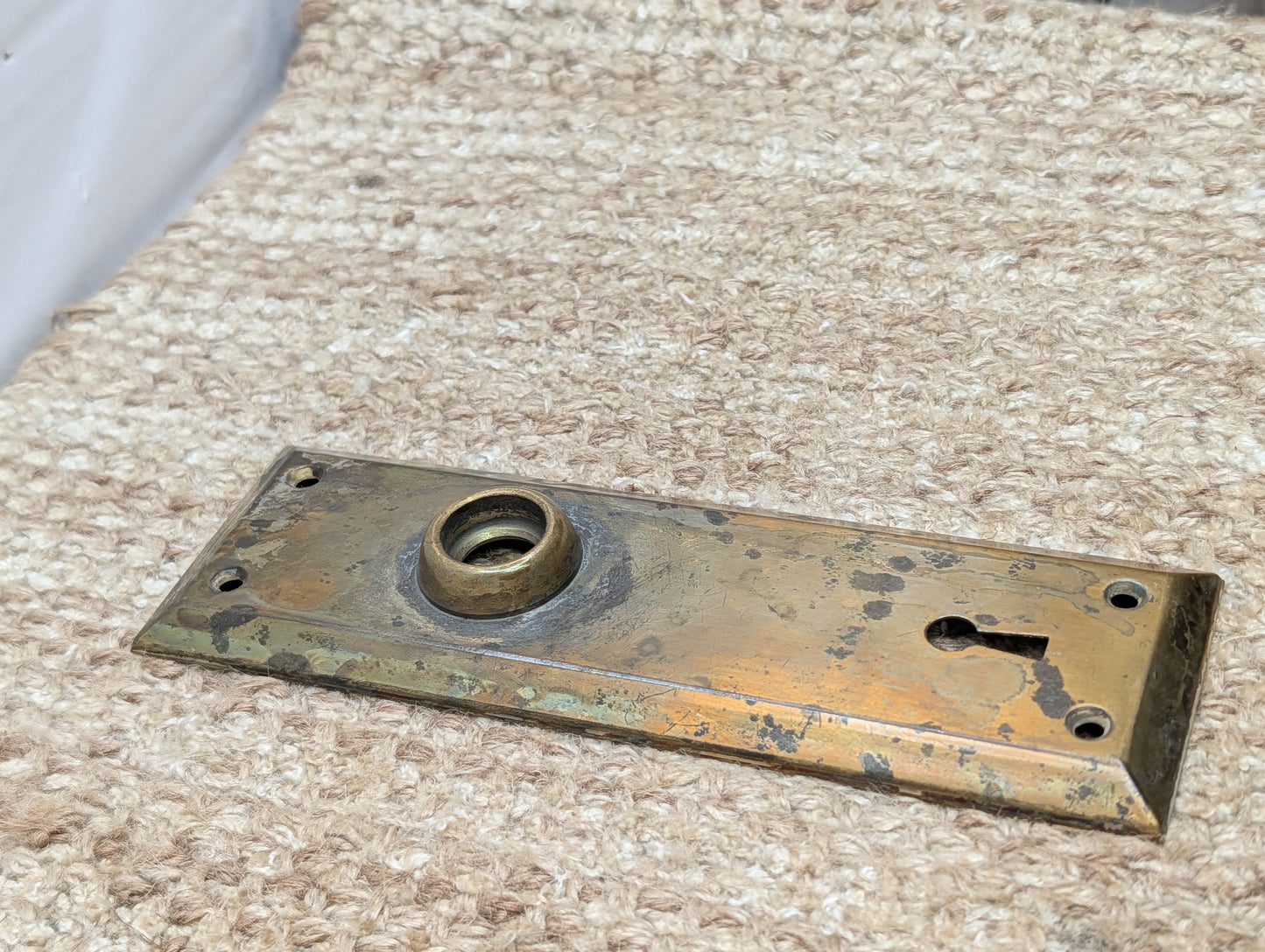 2 1/4" x 7" Antique Steel Door Knob Plate