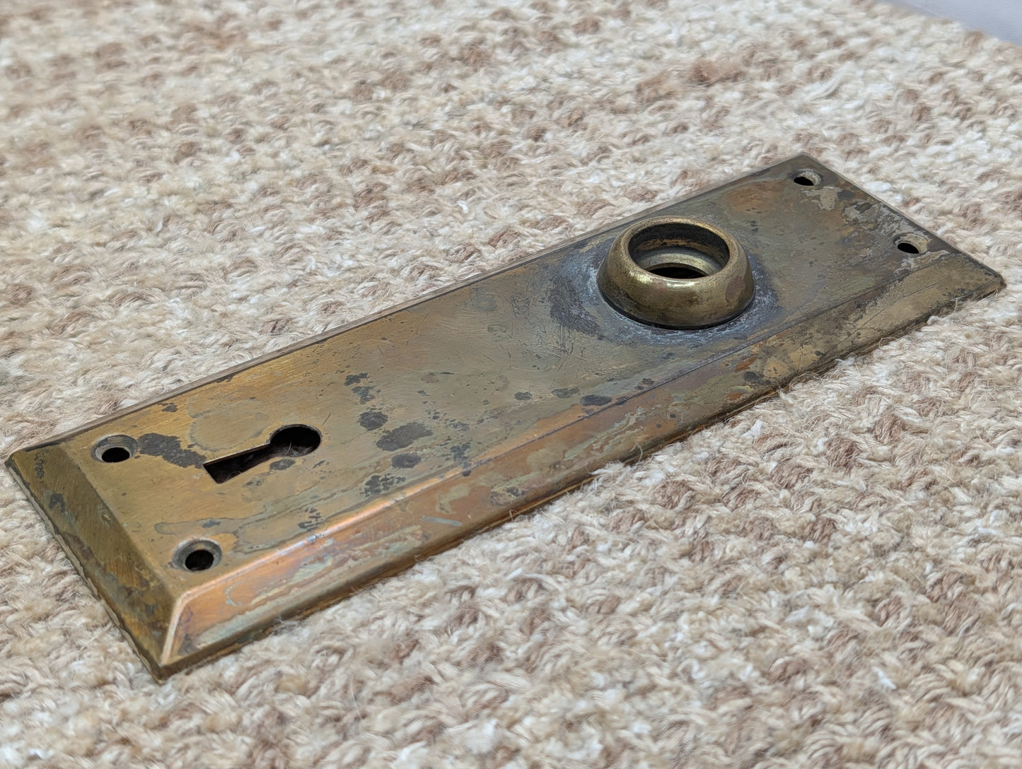 2 1/4" x 7" Antique Steel Door Knob Plate