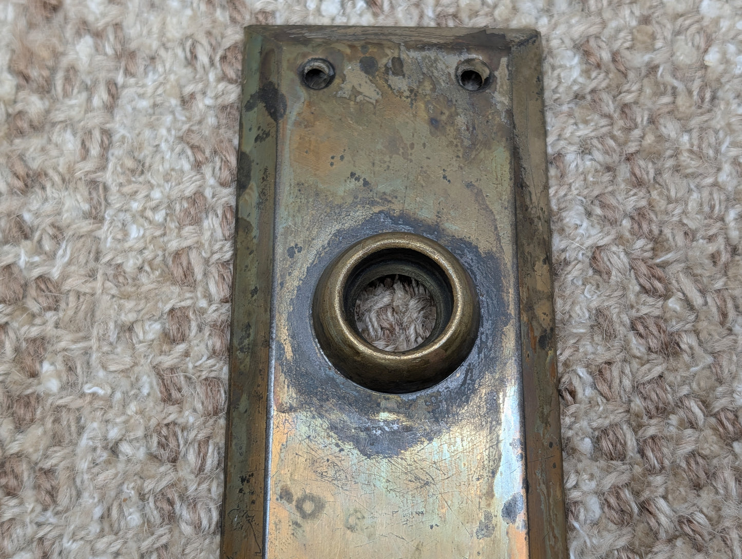 2 1/4" x 7" Antique Steel Door Knob Plate