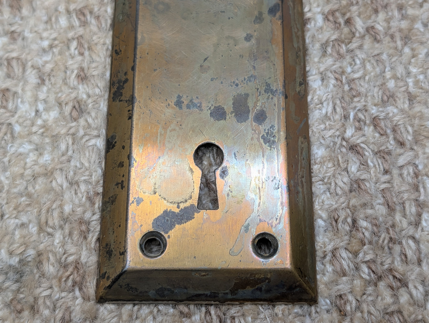2 1/4" x 7" Antique Steel Door Knob Plate