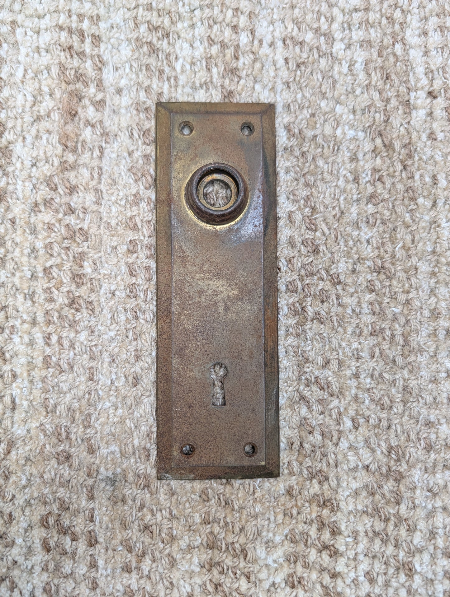 2 1/4" x 7" Antique Steel Door Knob Plate