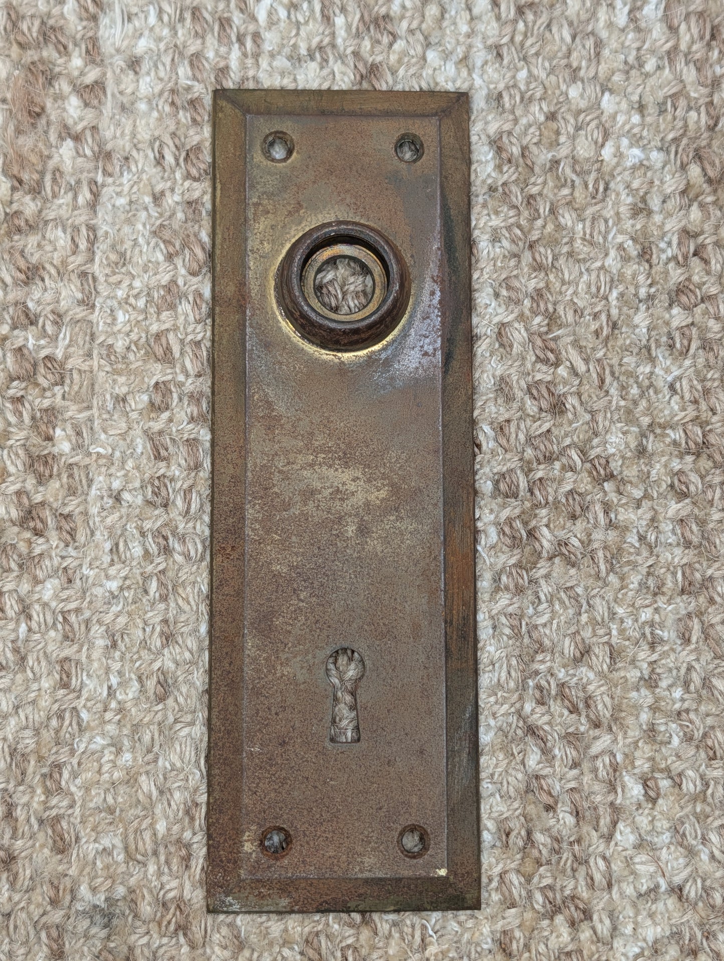 2 1/4" x 7" Antique Steel Door Knob Plate