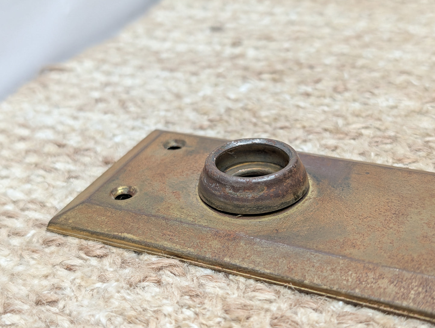 2 1/4" x 7" Antique Steel Door Knob Plate