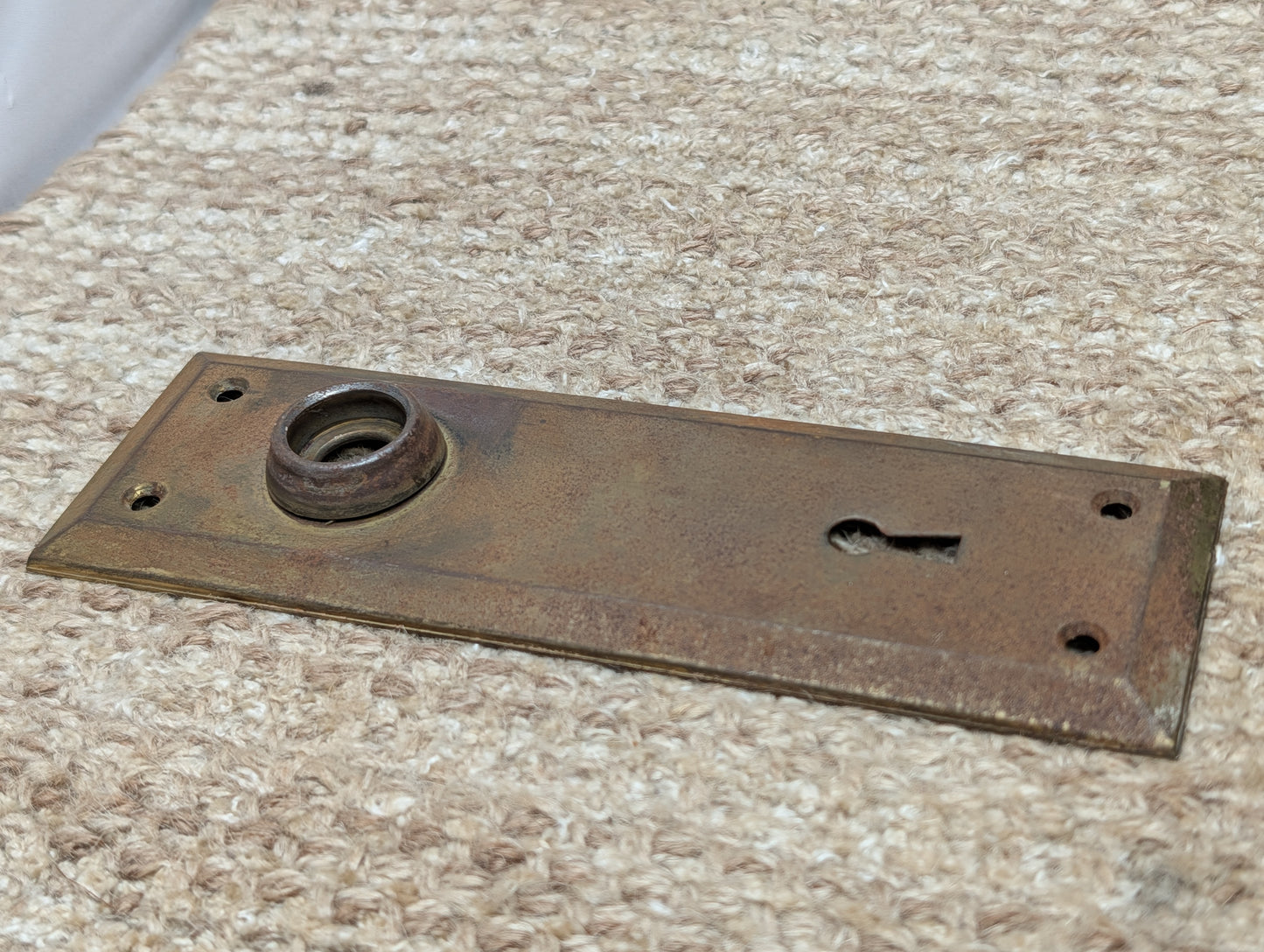 2 1/4" x 7" Antique Steel Door Knob Plate