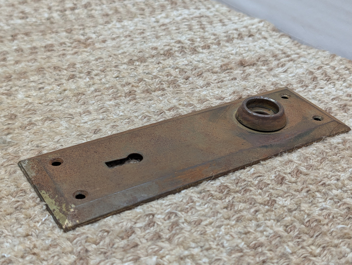 2 1/4" x 7" Antique Steel Door Knob Plate