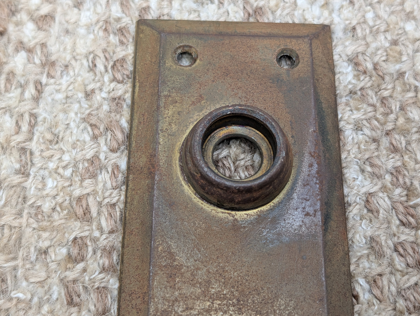 2 1/4" x 7" Antique Steel Door Knob Plate