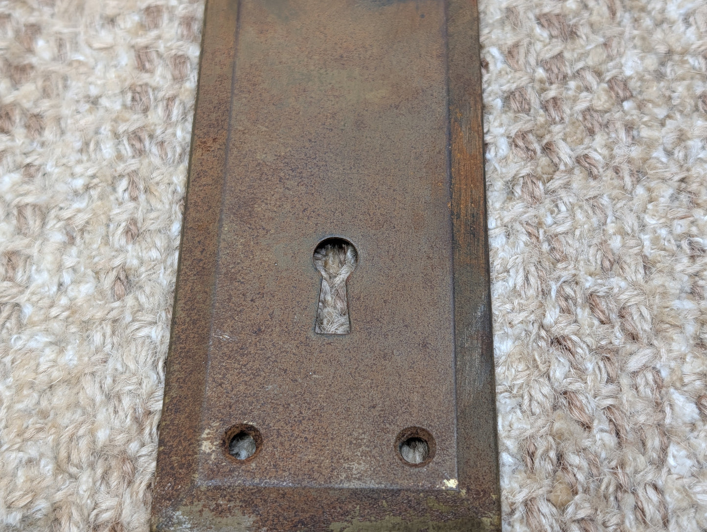 2 1/4" x 7" Antique Steel Door Knob Plate
