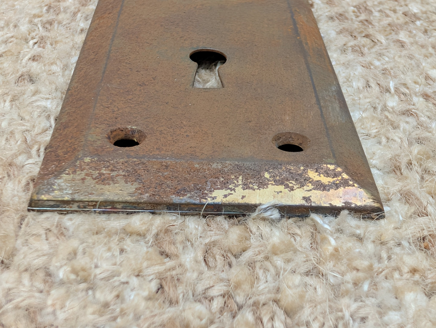 2 1/4" x 7" Antique Steel Door Knob Plate
