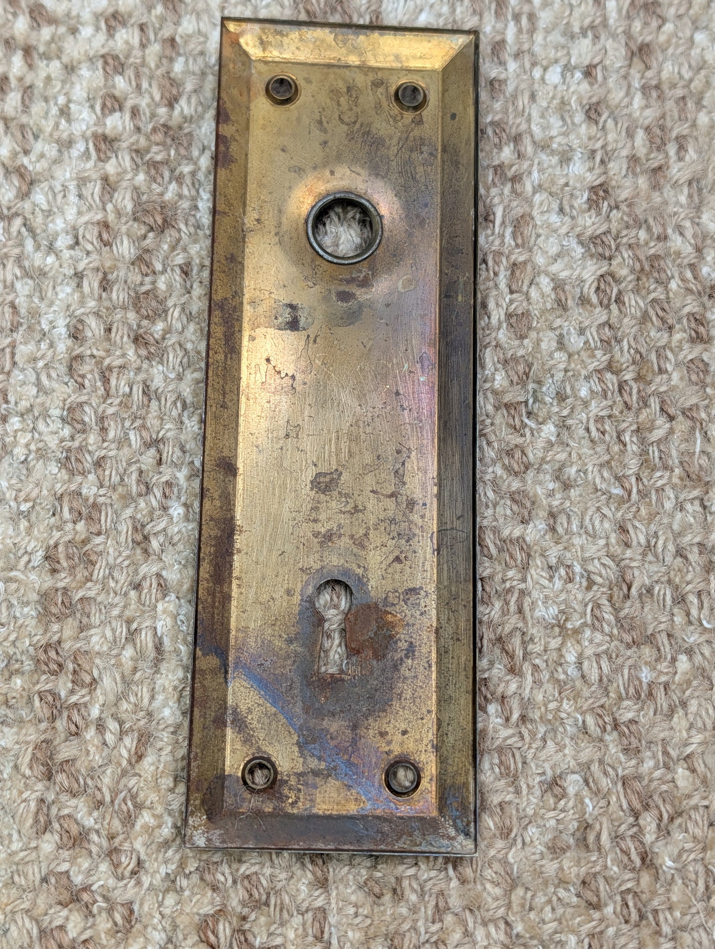 2 1/4" x 7" Antique Steel Door Knob Plate
