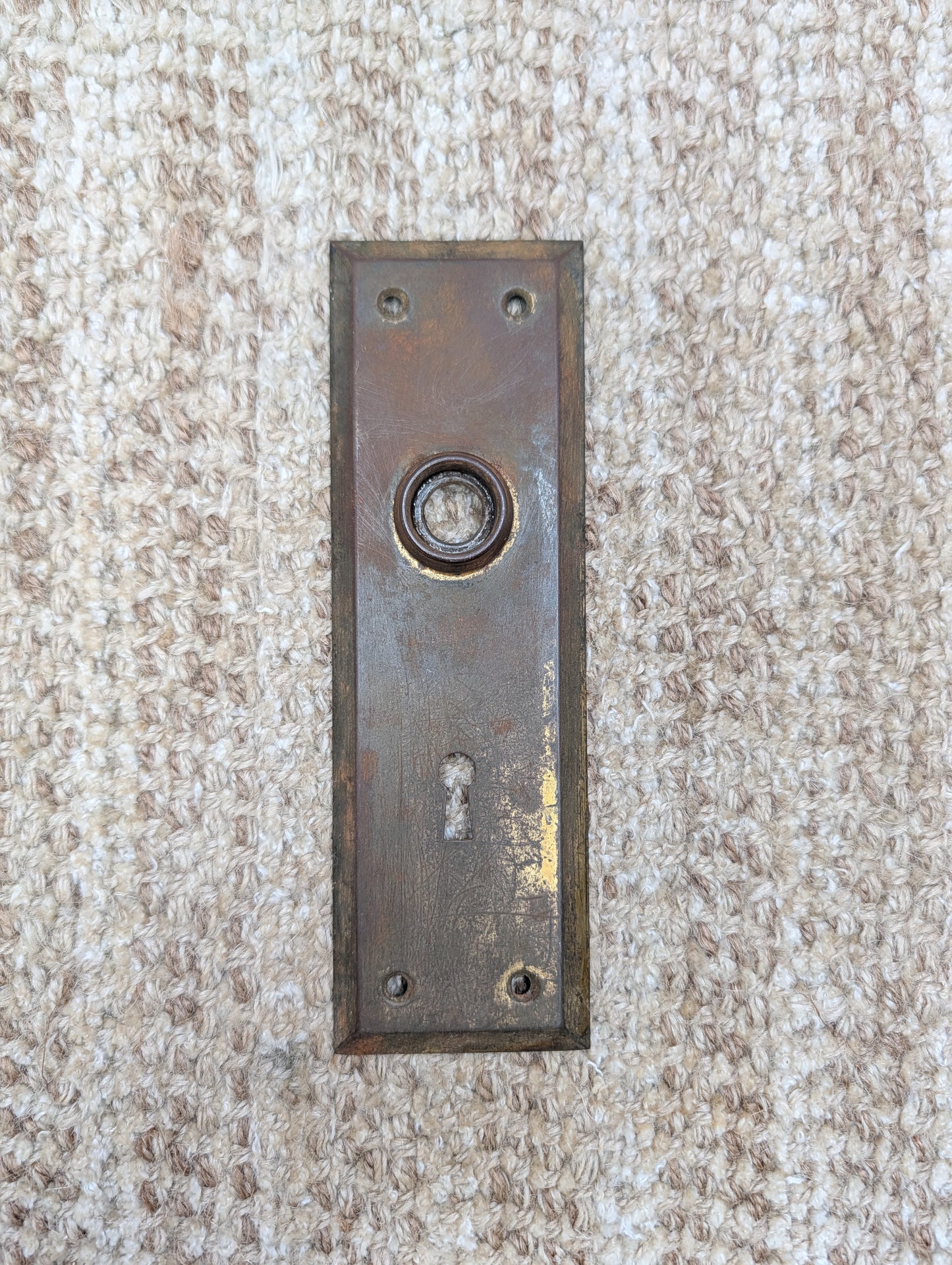 2 3/16" x 7" Antique Steel Door Knob Plate