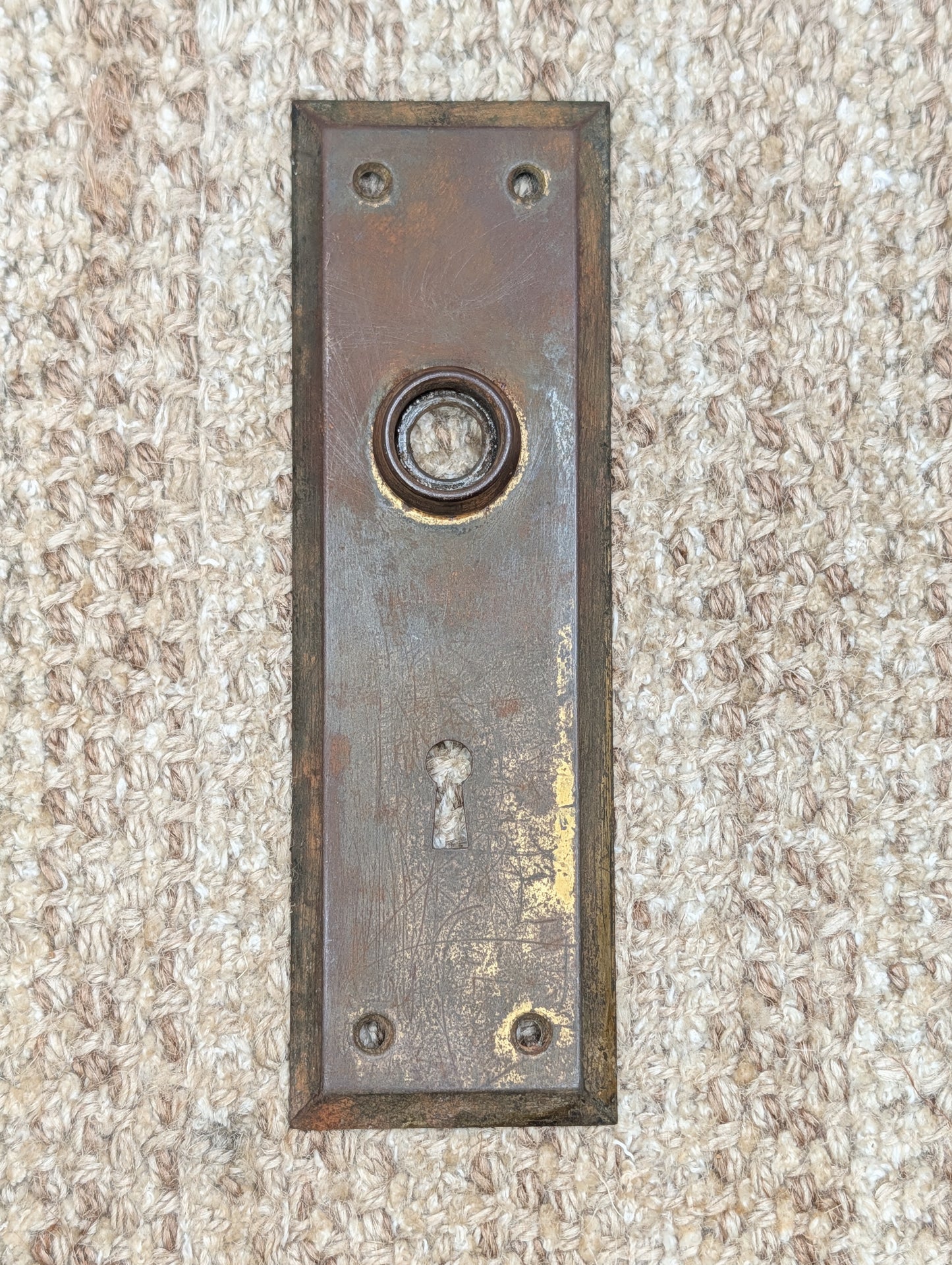 2 3/16" x 7" Antique Steel Door Knob Plate