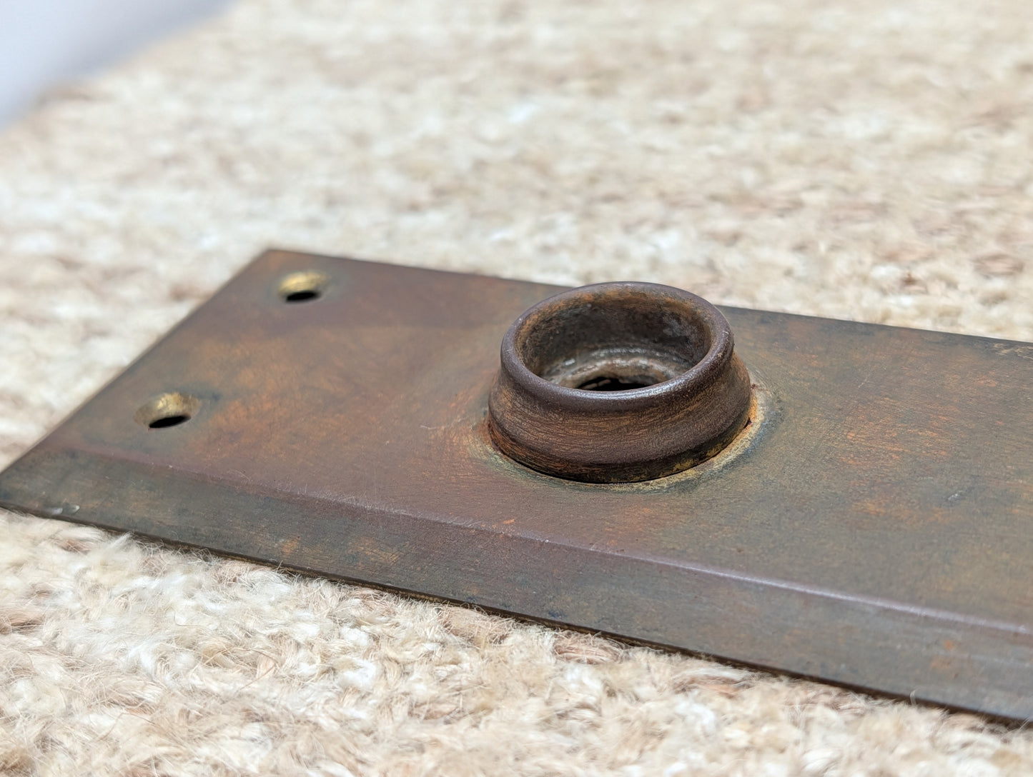 2 3/16" x 7" Antique Steel Door Knob Plate