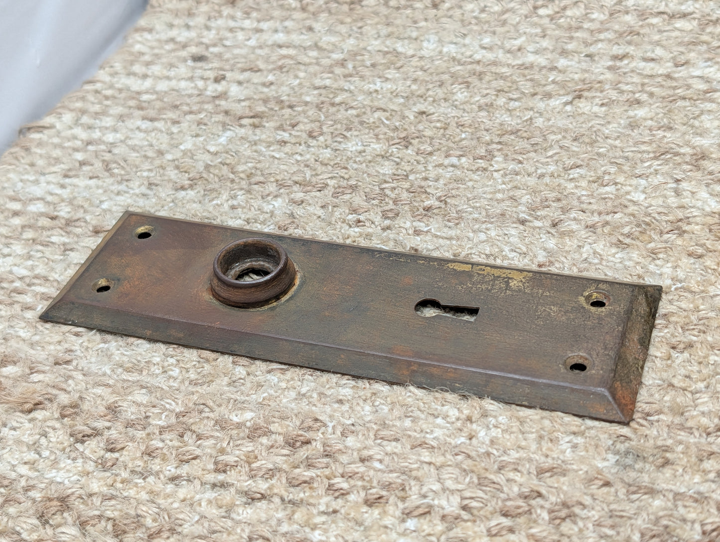 2 3/16" x 7" Antique Steel Door Knob Plate