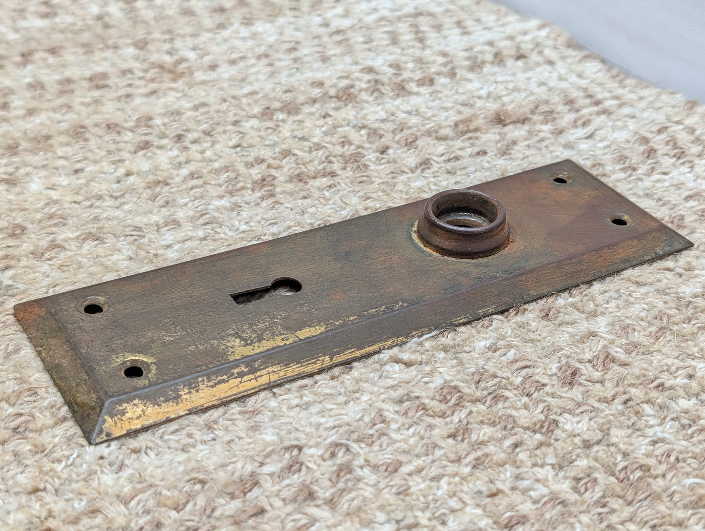 2 3/16" x 7" Antique Steel Door Knob Plate