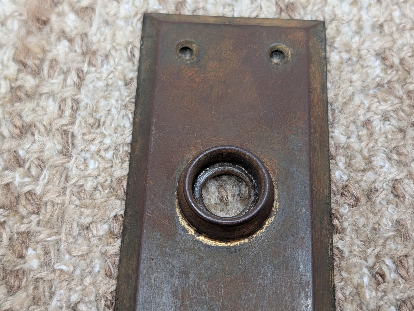 2 3/16" x 7" Antique Steel Door Knob Plate