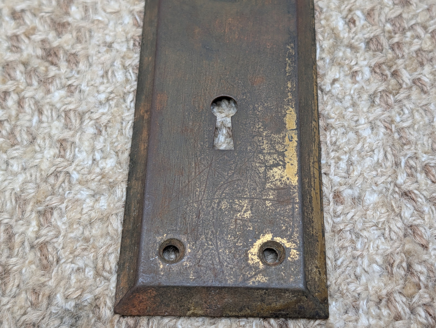 2 3/16" x 7" Antique Steel Door Knob Plate
