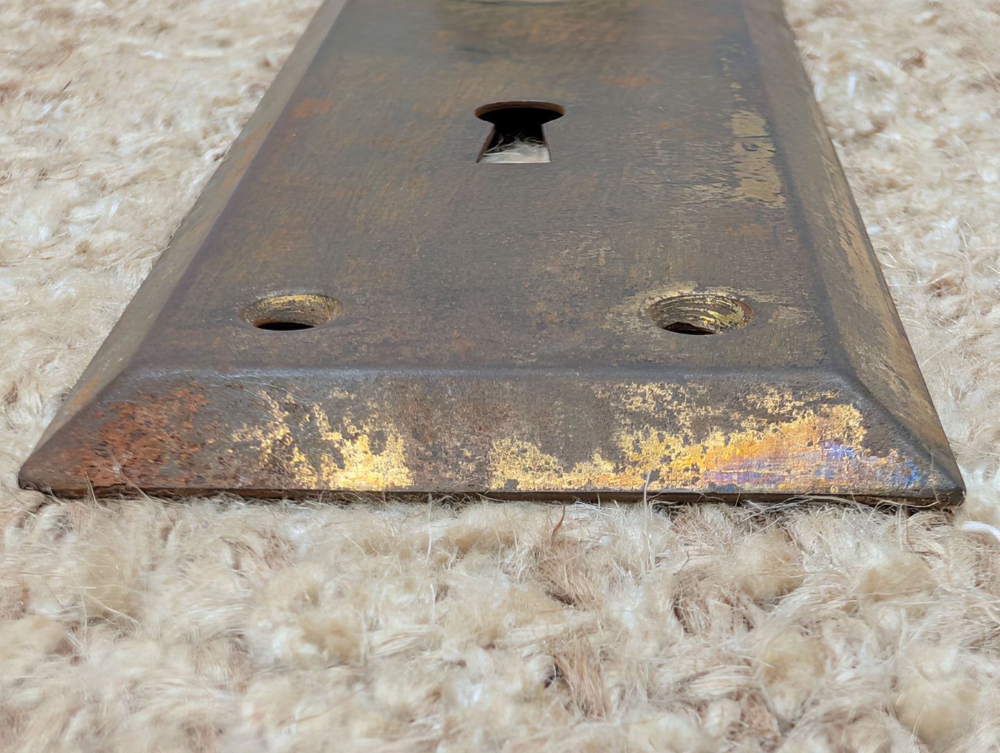 2 3/16" x 7" Antique Steel Door Knob Plate