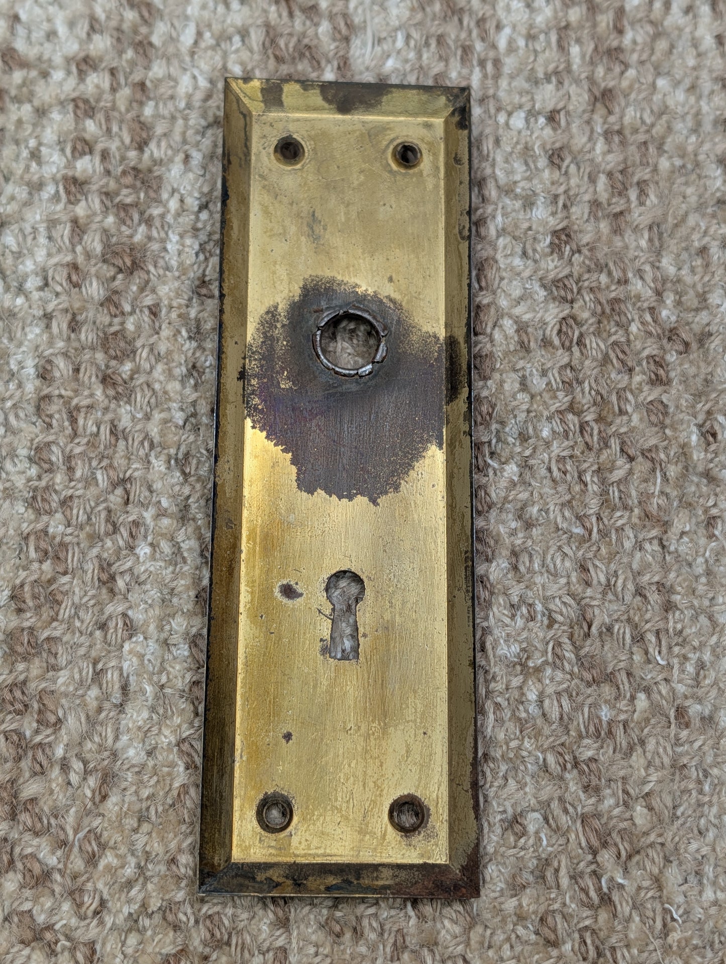 2 3/16" x 7" Antique Steel Door Knob Plate