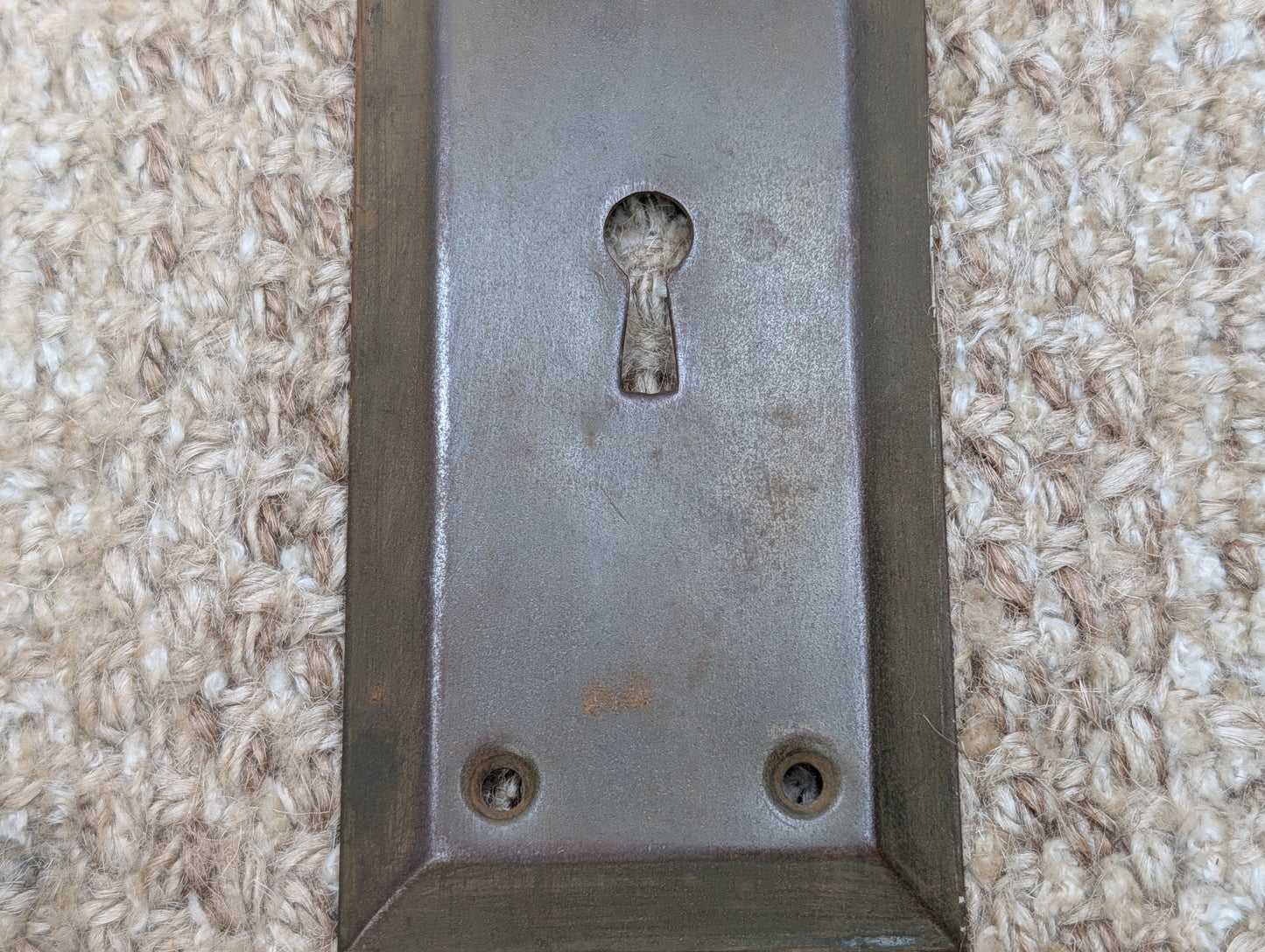 2 1/4" x 7 1/16" Antique Steel Door Knob Plate