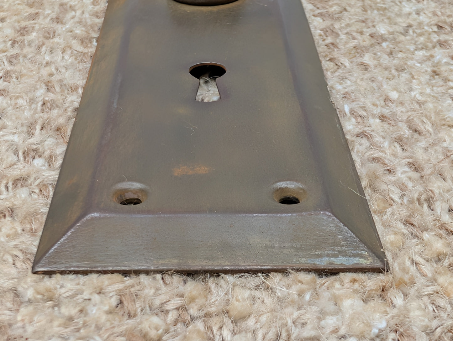 2 1/4" x 7 1/16" Antique Steel Door Knob Plate