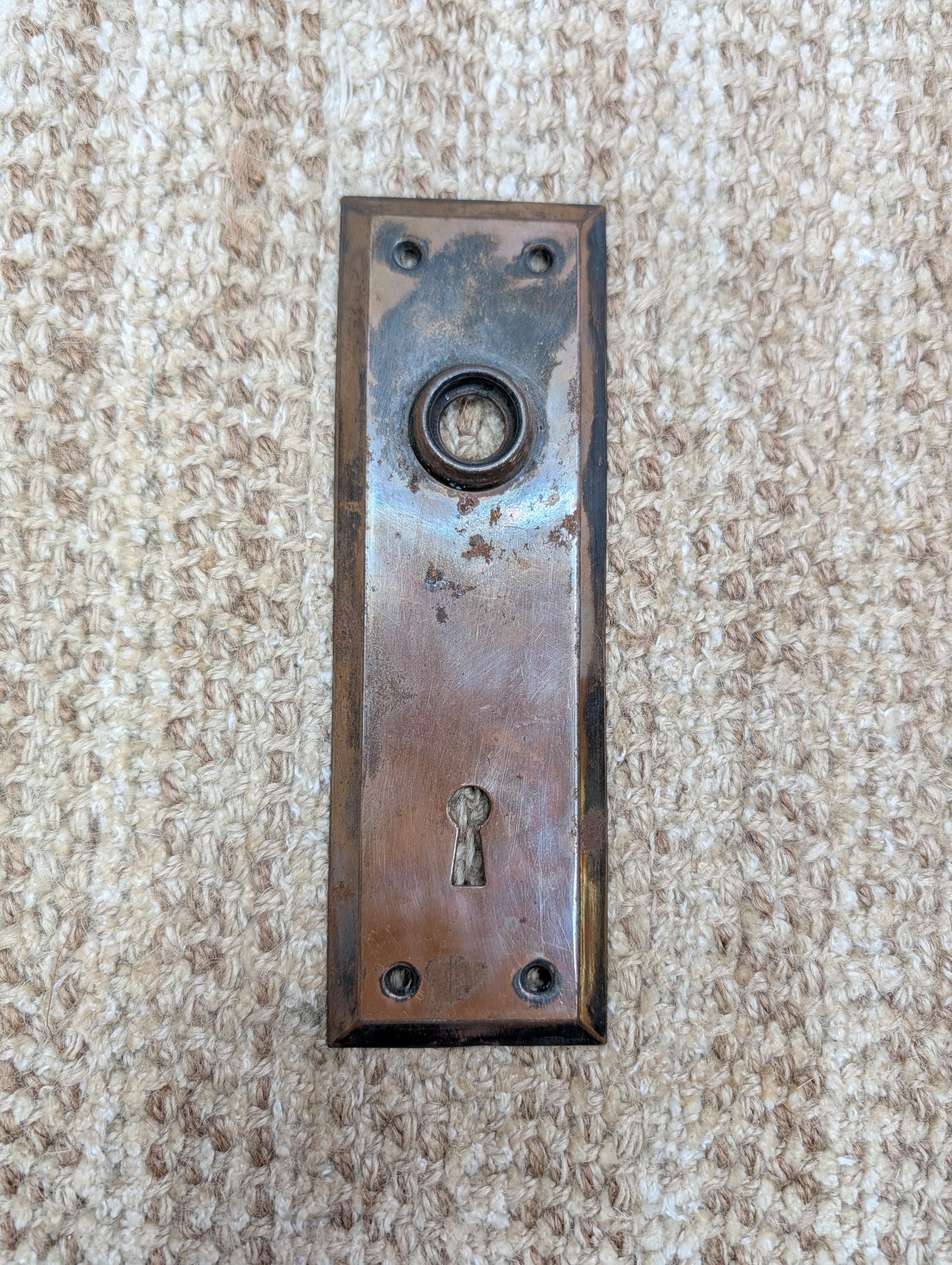 2 1/4" x 7" Antique Steel Door Knob Plate