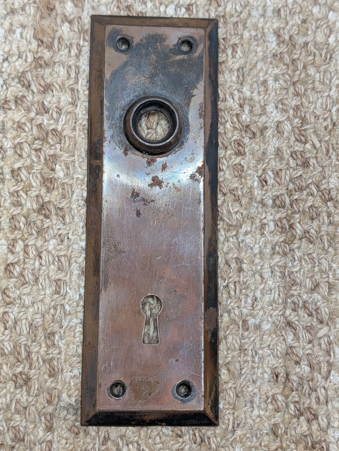 2 1/4" x 7" Antique Steel Door Knob Plate