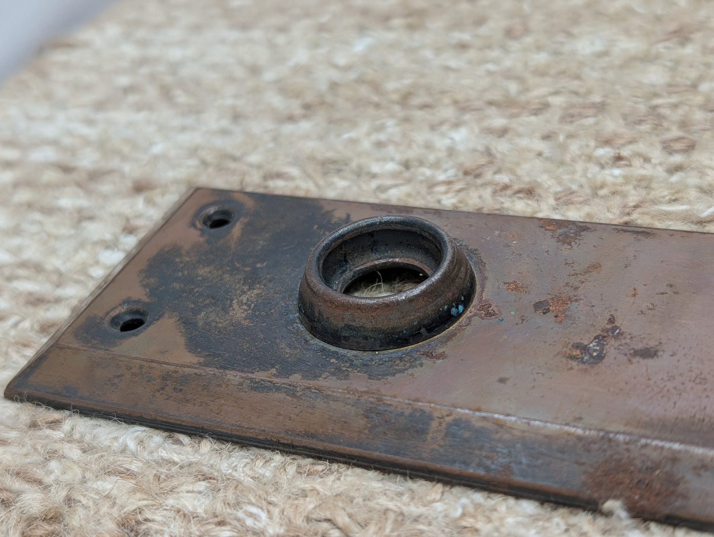 2 1/4" x 7" Antique Steel Door Knob Plate