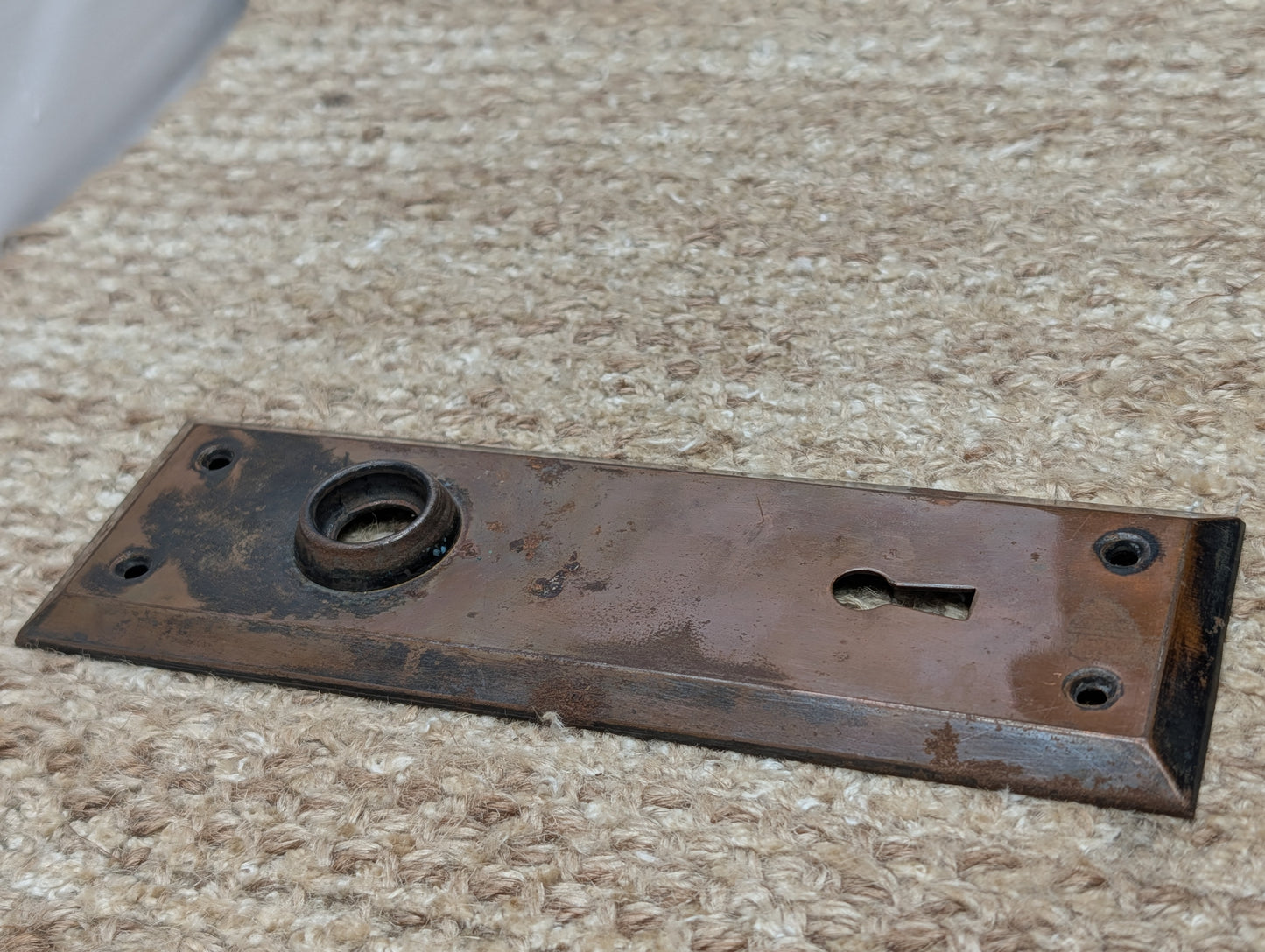 2 1/4" x 7" Antique Steel Door Knob Plate