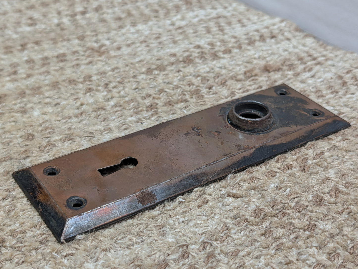 2 1/4" x 7" Antique Steel Door Knob Plate