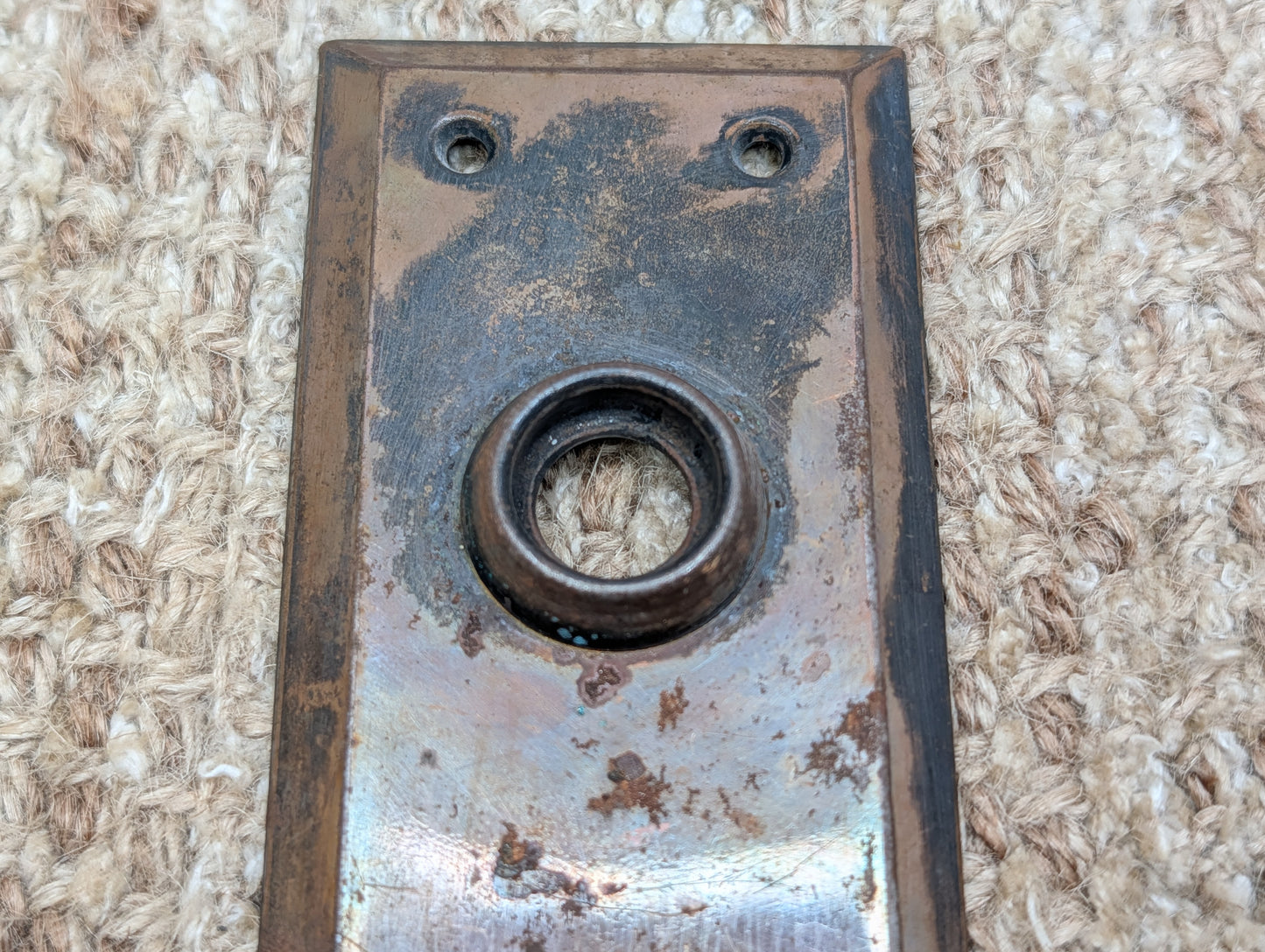 2 1/4" x 7" Antique Steel Door Knob Plate