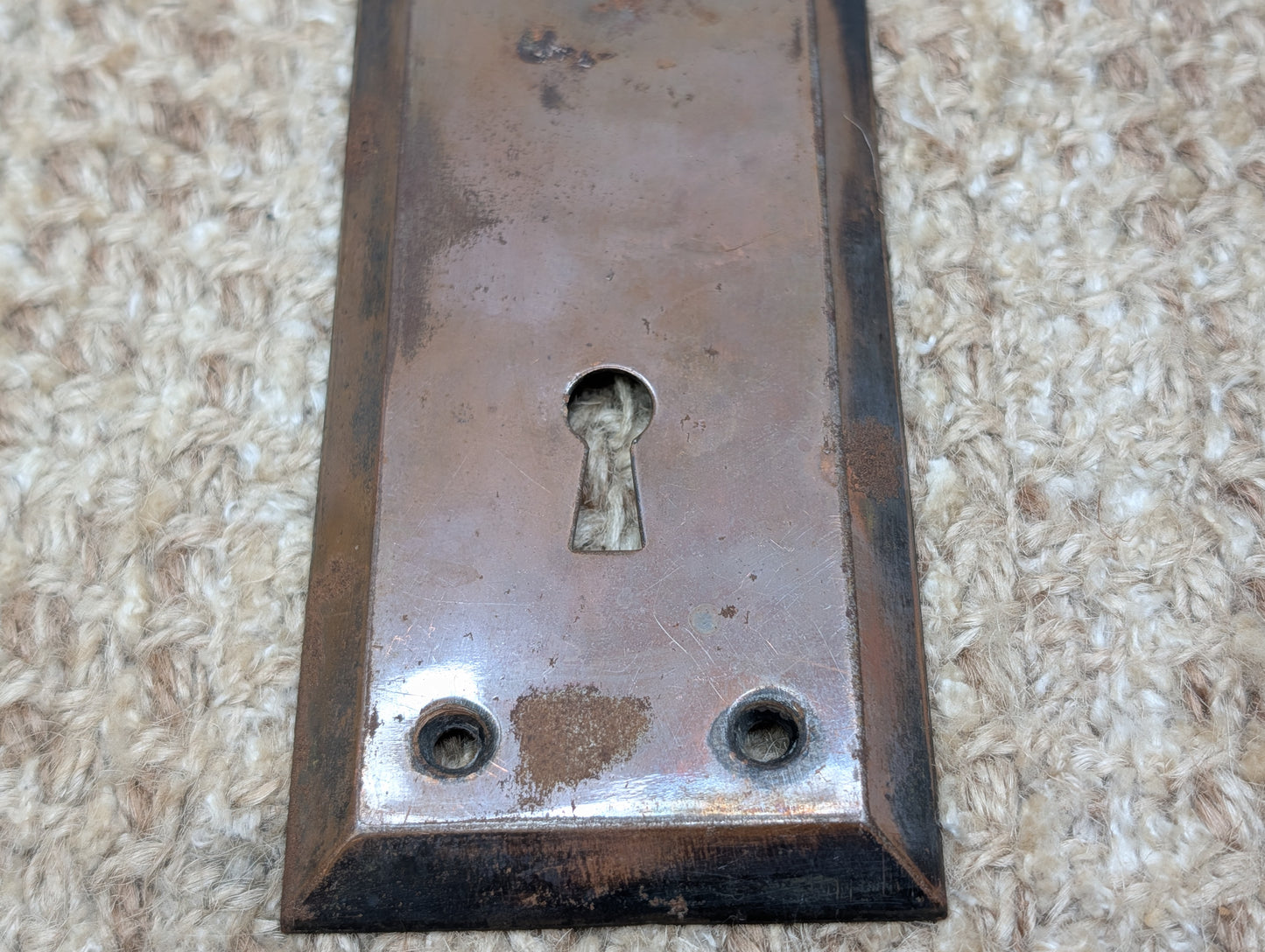 2 1/4" x 7" Antique Steel Door Knob Plate