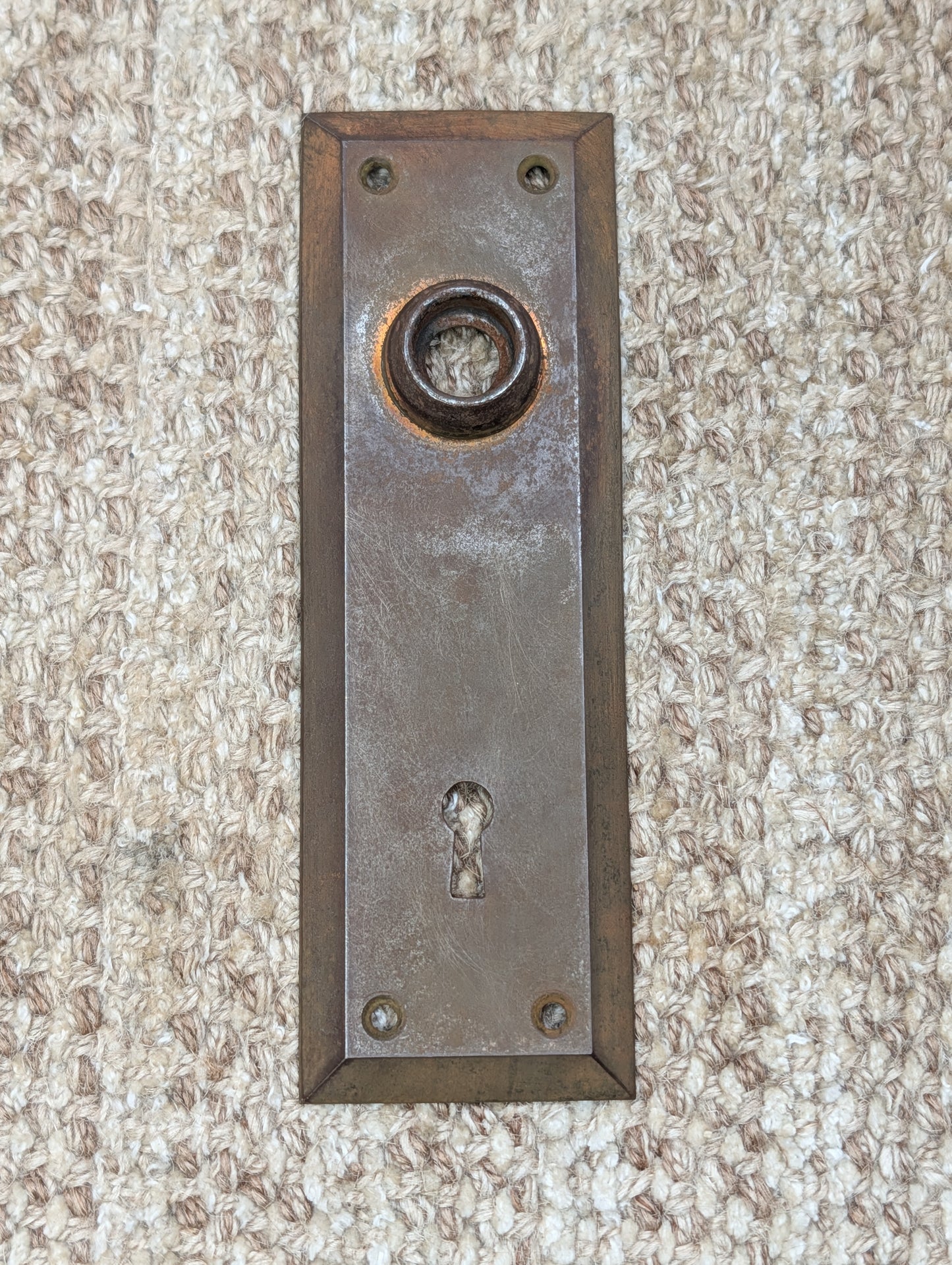 2 1/4" x 7" Antique Steel Door Knob Plate