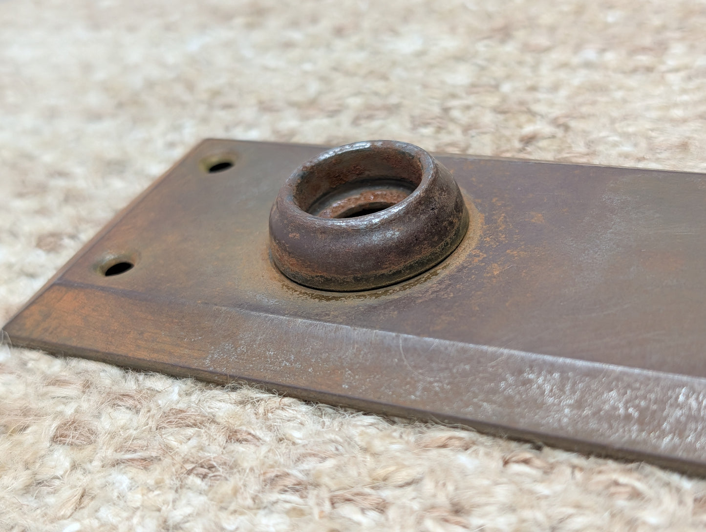 2 1/4" x 7" Antique Steel Door Knob Plate