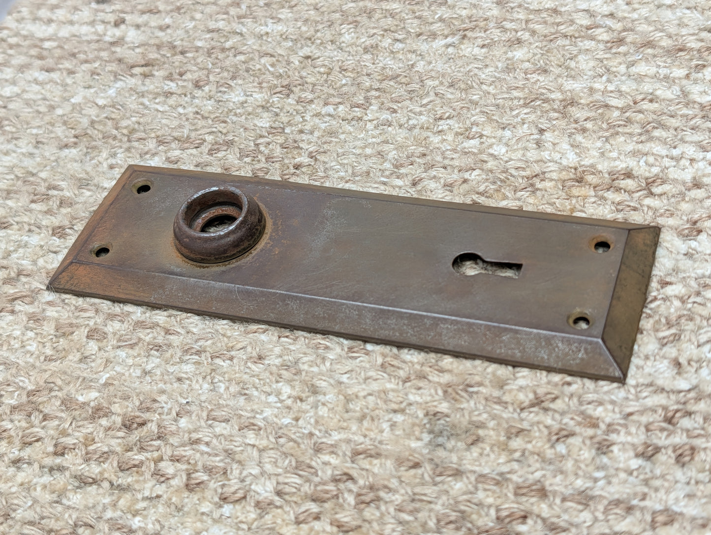 2 1/4" x 7" Antique Steel Door Knob Plate