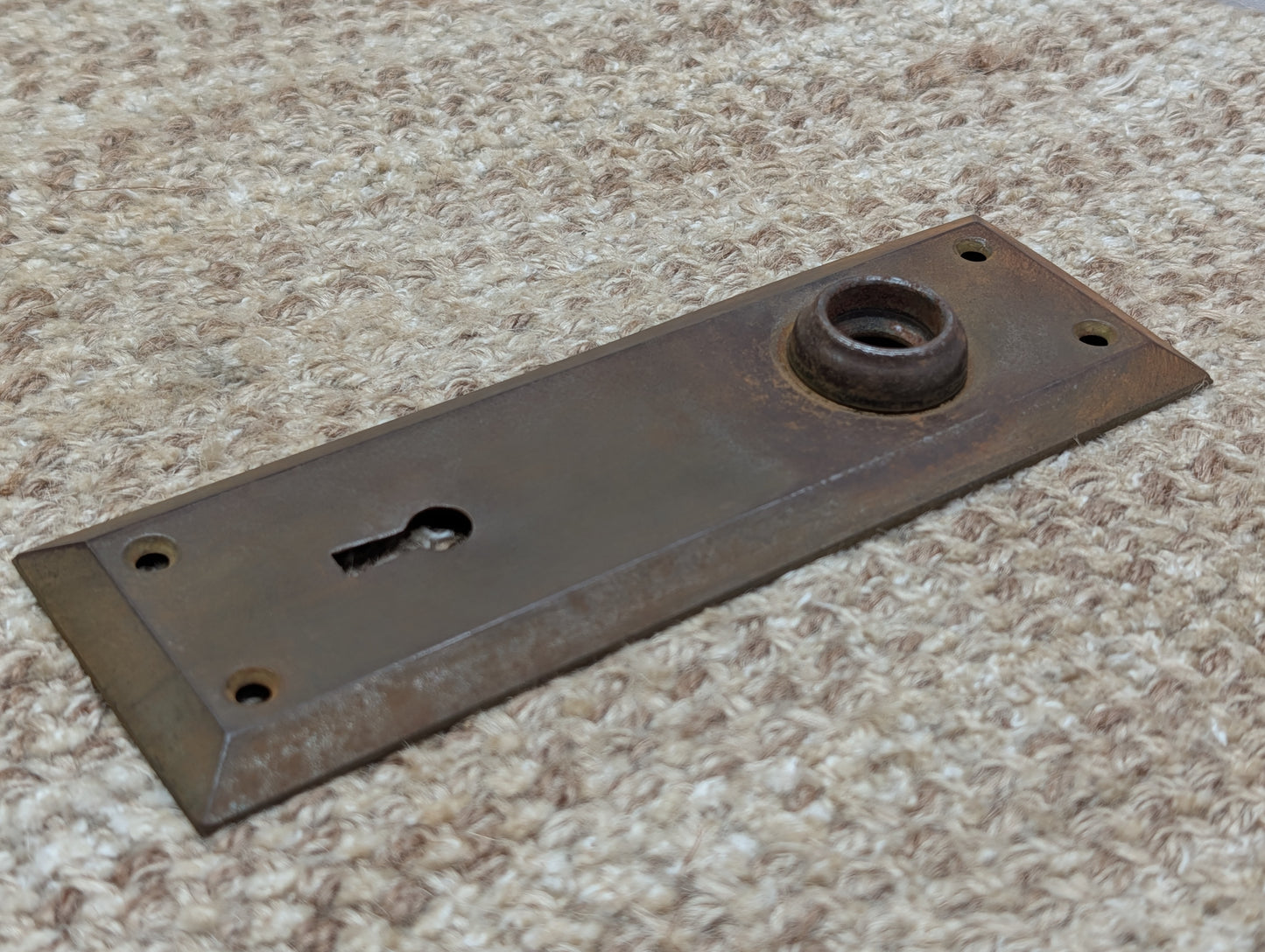 2 1/4" x 7" Antique Steel Door Knob Plate