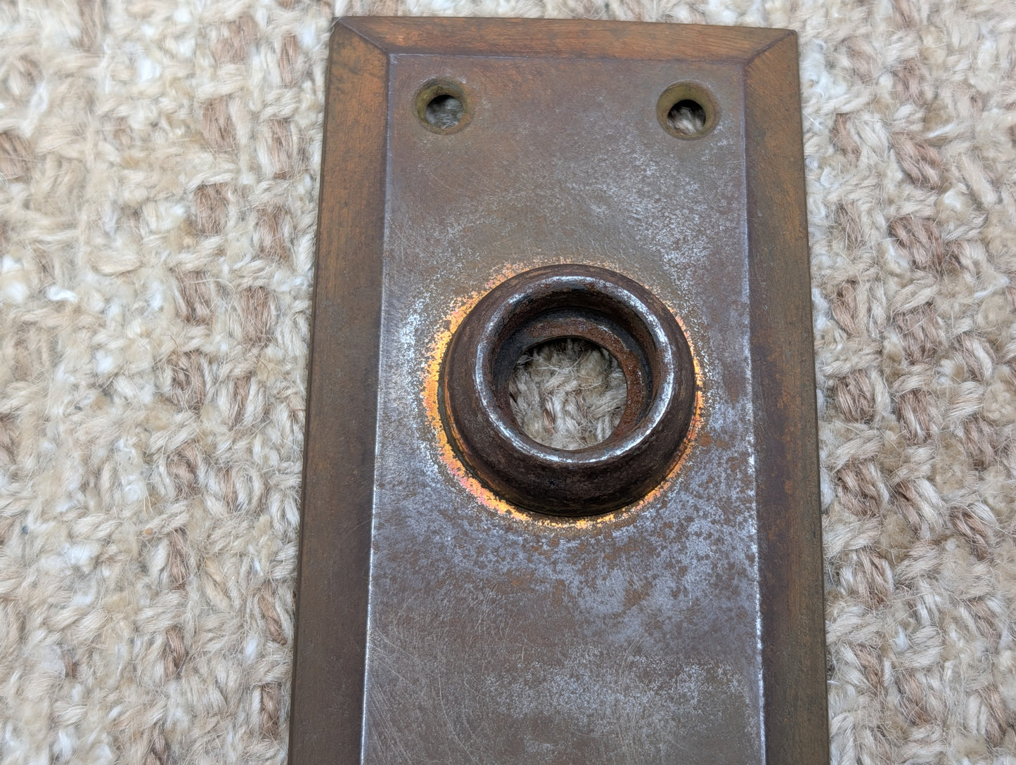2 1/4" x 7" Antique Steel Door Knob Plate