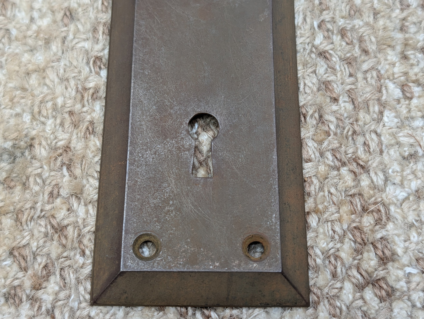 2 1/4" x 7" Antique Steel Door Knob Plate