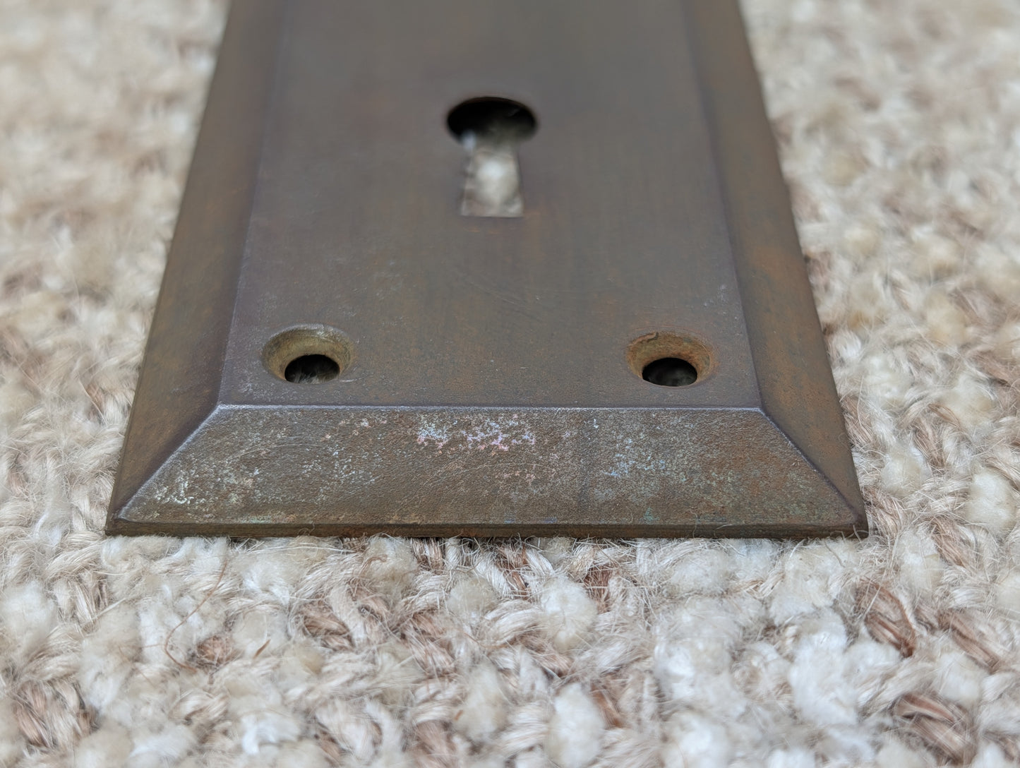 2 1/4" x 7" Antique Steel Door Knob Plate
