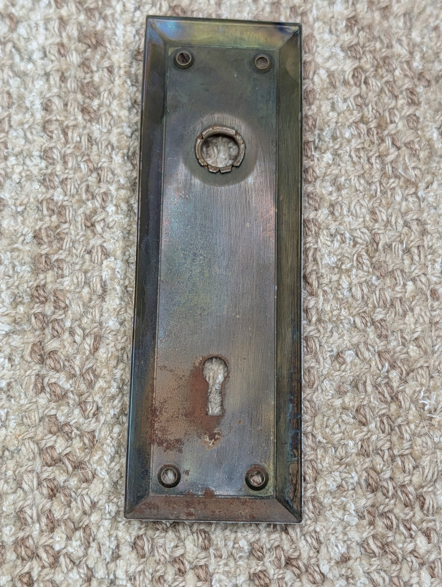 2 1/4" x 7" Antique Steel Door Knob Plate