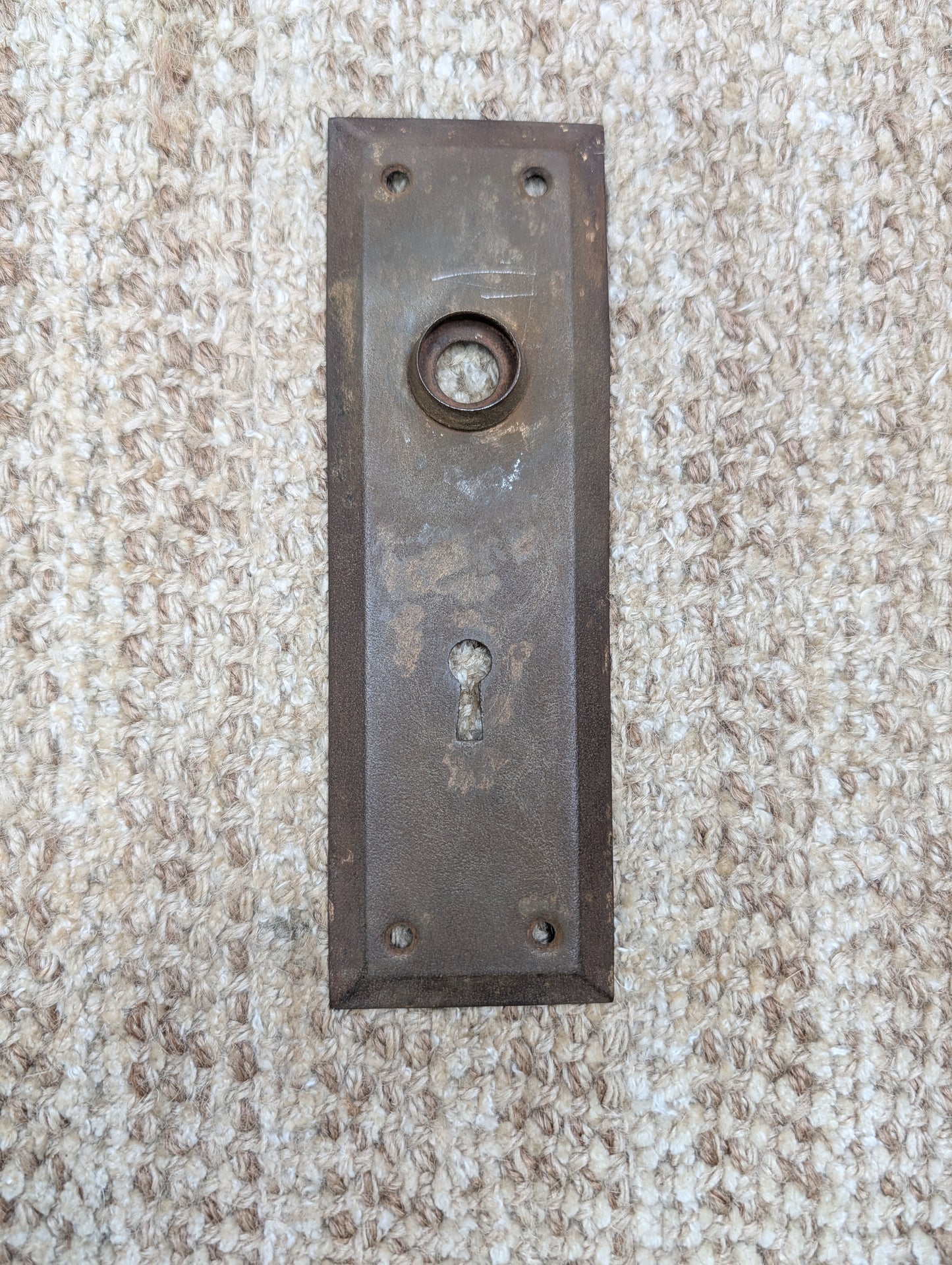 2 1/4" x 7 1/8" Antique Steel Door Knob Plate