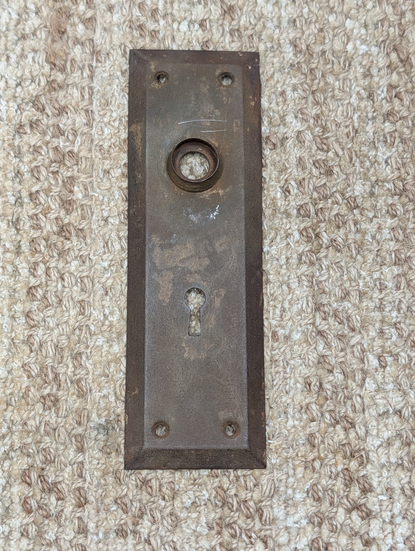 2 1/4" x 7 1/8" Antique Steel Door Knob Plate