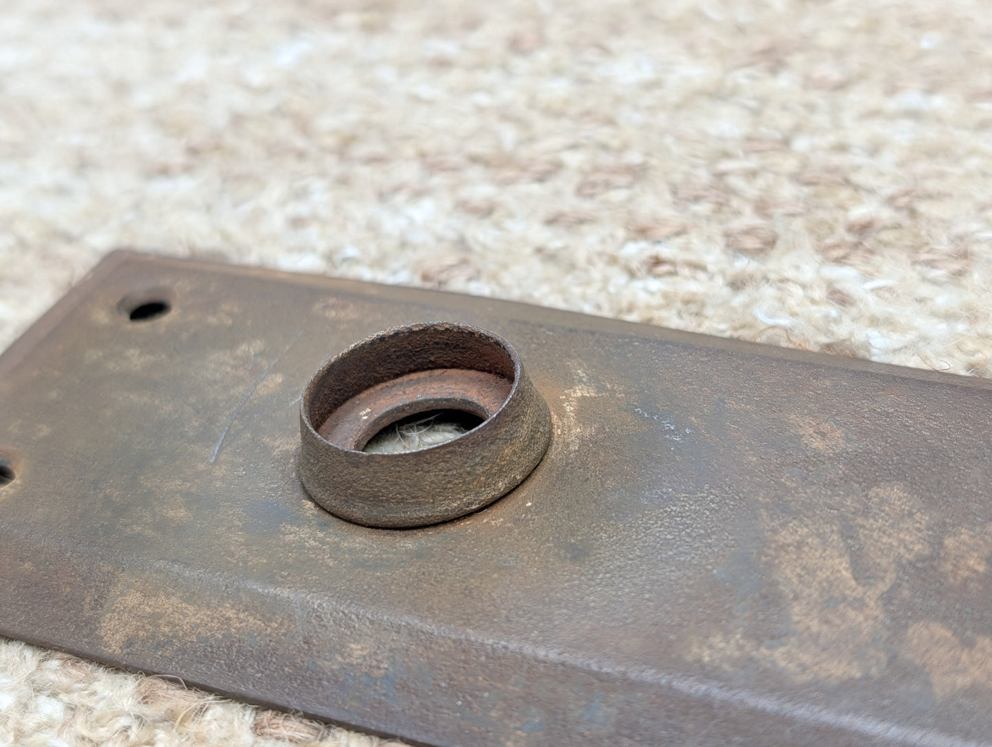 2 1/4" x 7 1/8" Antique Steel Door Knob Plate