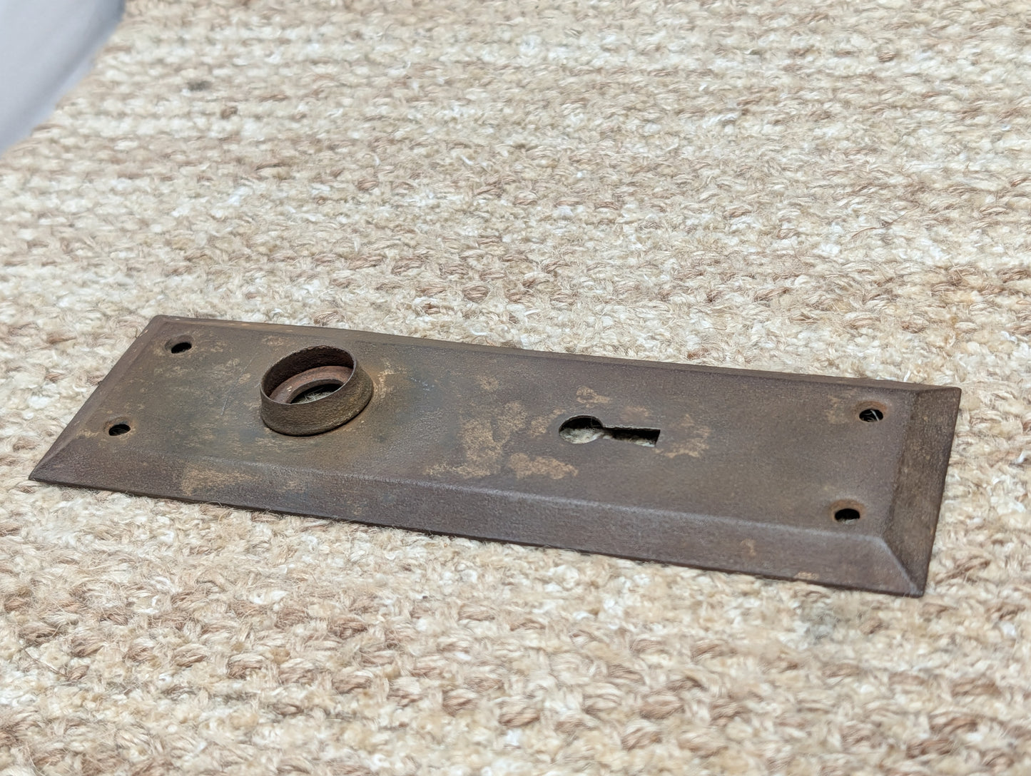 2 1/4" x 7 1/8" Antique Steel Door Knob Plate