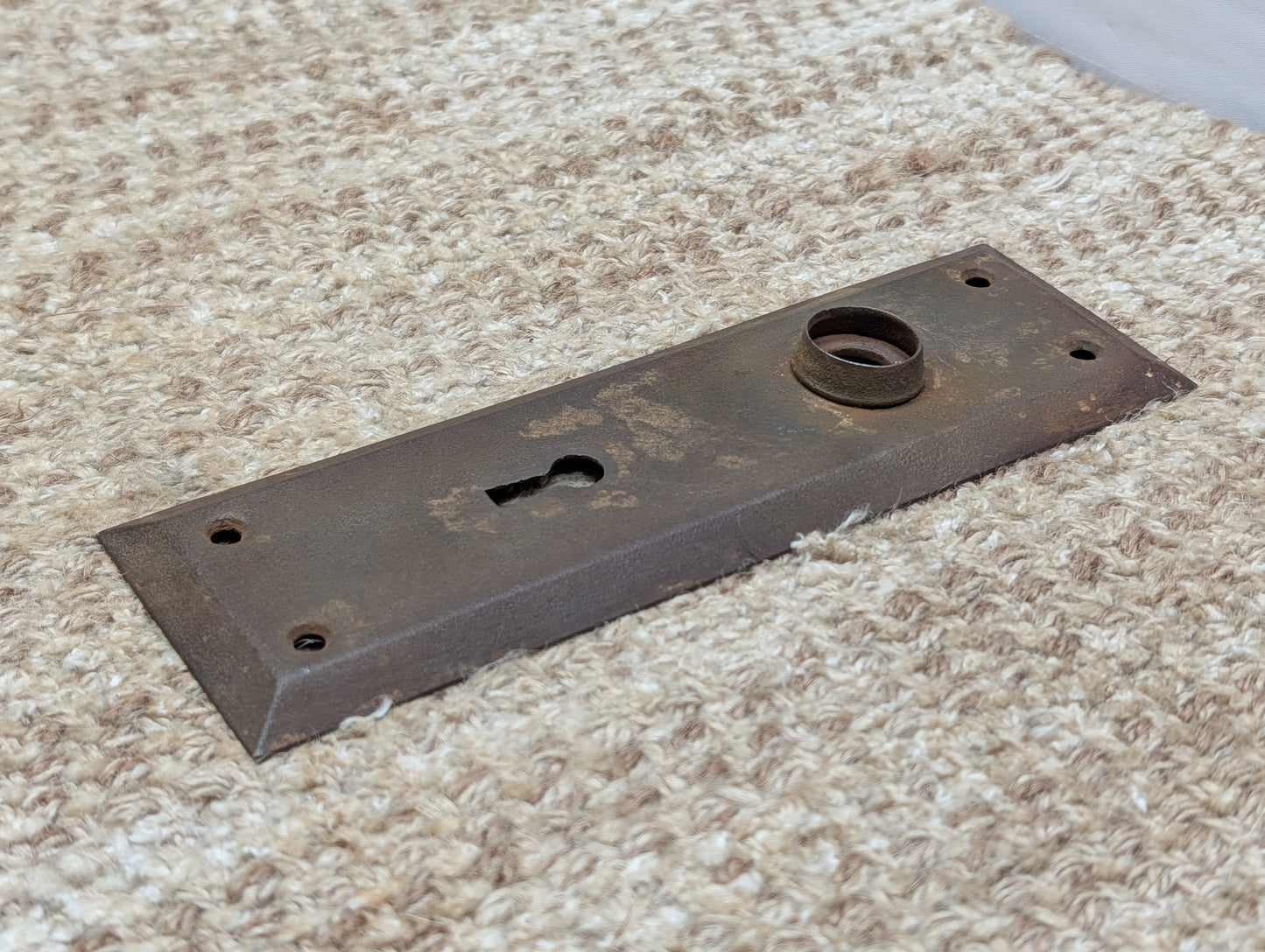2 1/4" x 7 1/8" Antique Steel Door Knob Plate